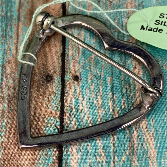 ⭐️Vintage Sterling Silver Marcasite Heart Pin NWT - Picture 4 of 10